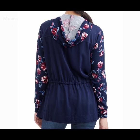 ✨Burgundy &Navy Floral Drape Front Jacket-ABJ1/J2 - Picture 2 of 5